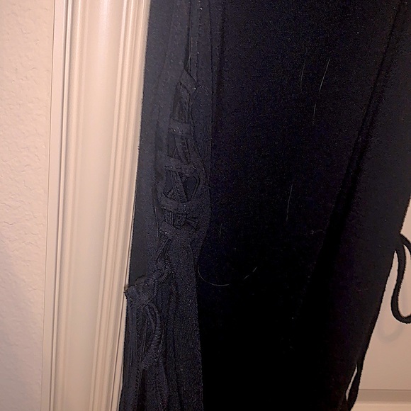 Cross-Stitched side Tank-Top, Black, Size Small - Picture 2 of 4